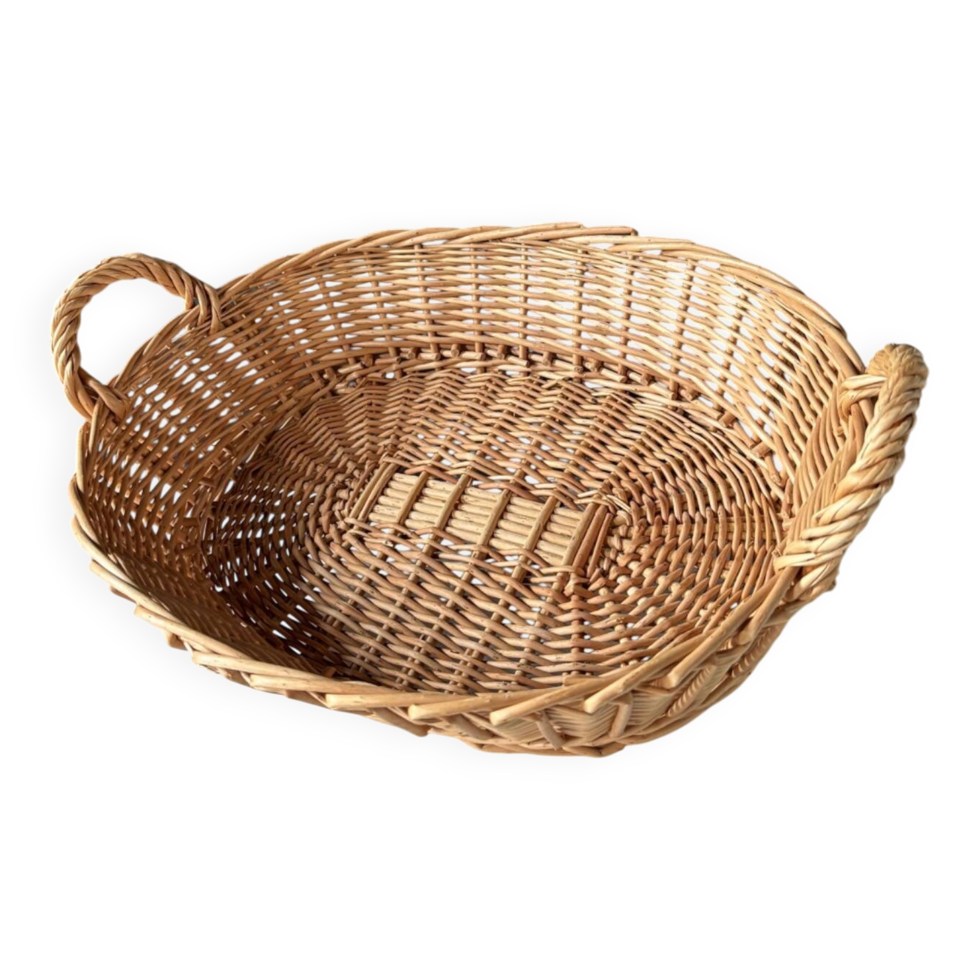 Handmade woven wicker basket