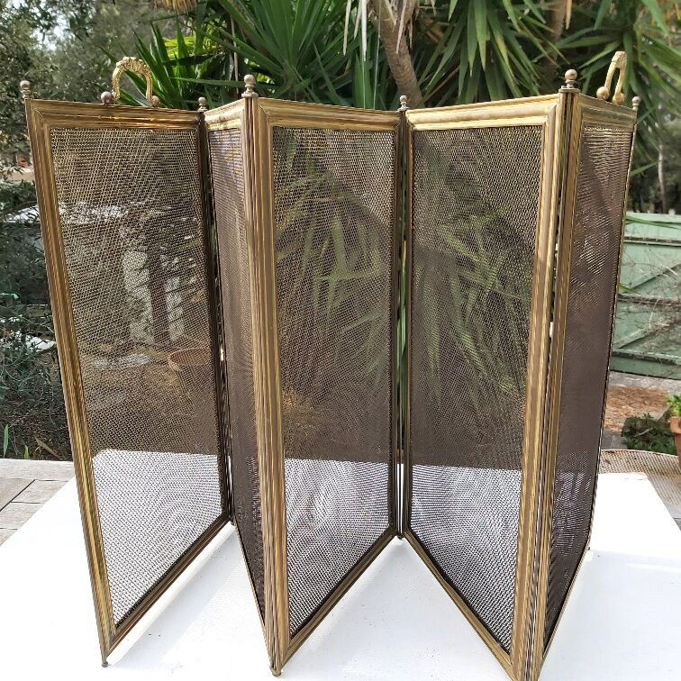 Ancient bronze and brass signed fire pare