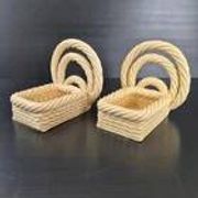 VINTAGE 1960 BOOKENDS WOVEN BASKETS IN 60S RETRO CERAMIC