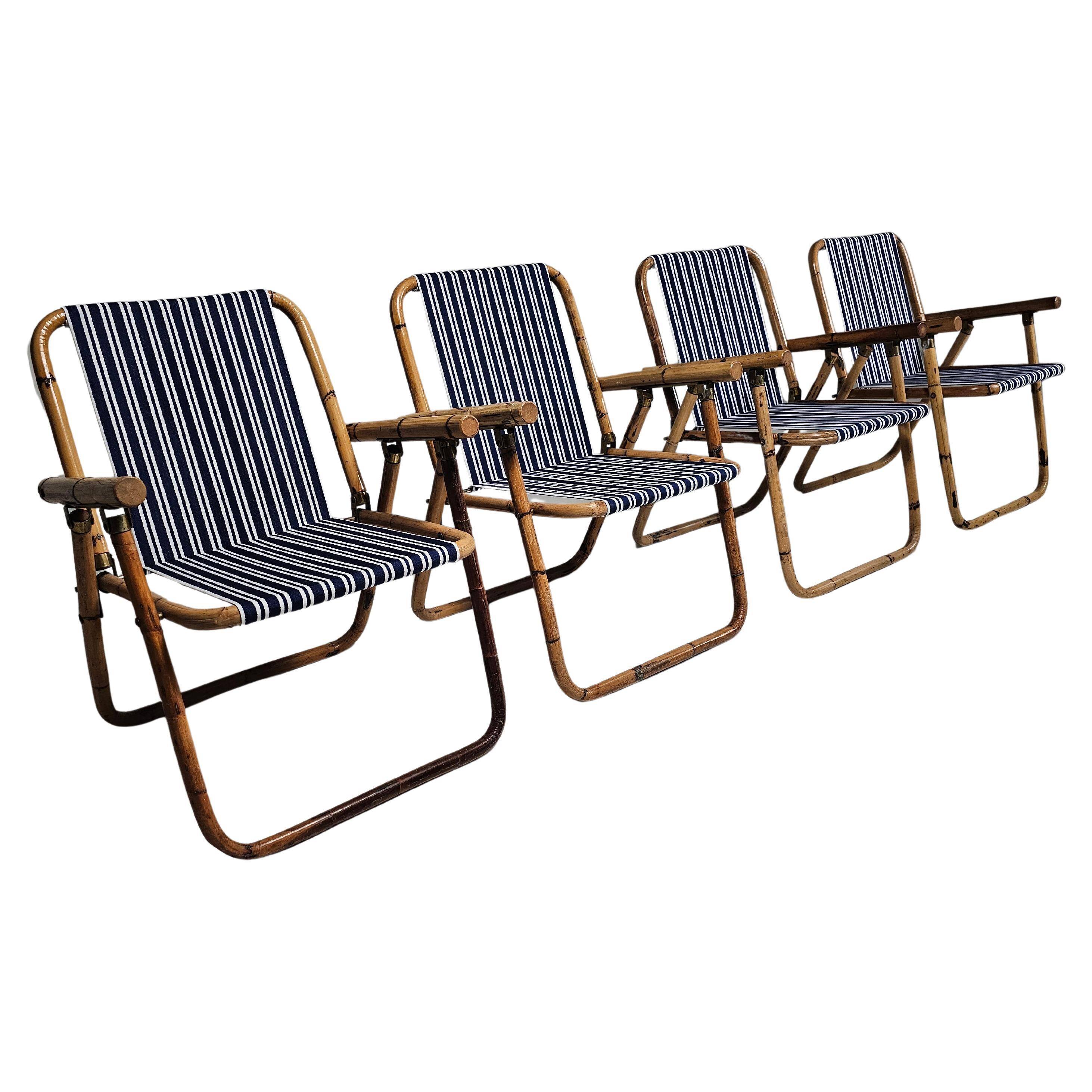 Bamboo and brass folding chairs, Italy, 1960s