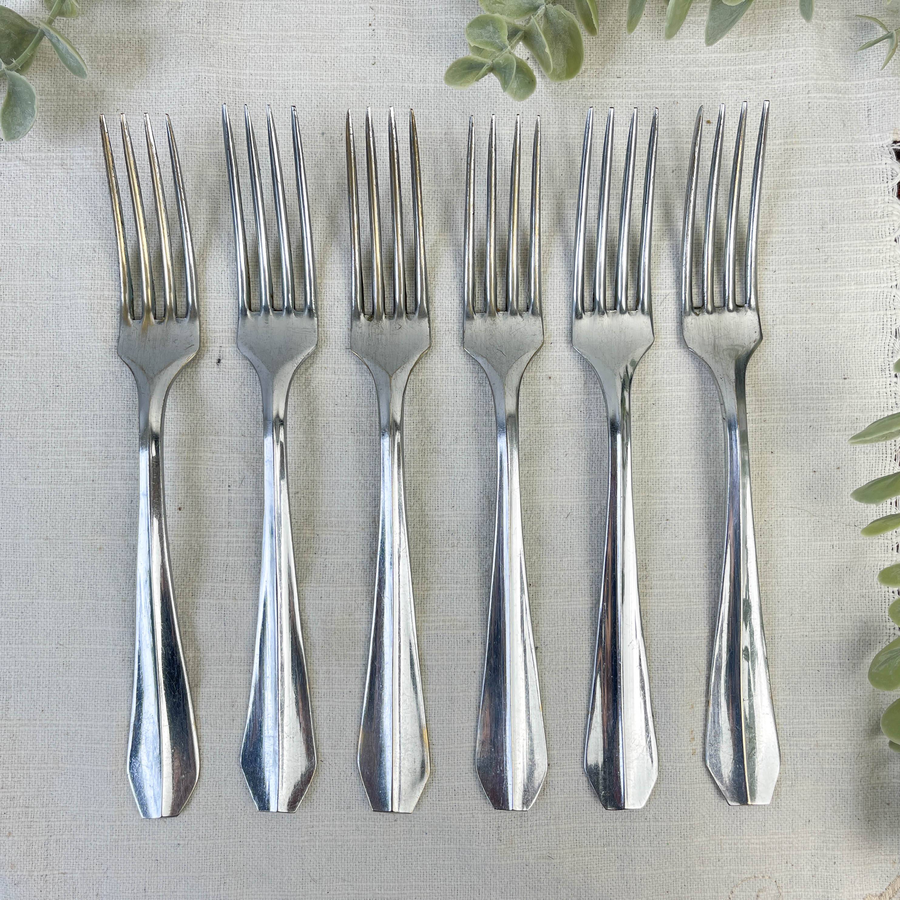 6 vintage stainless steel forks vlm italia