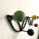 Wall-mounted coat rack with balls, Feraud style, 1960s