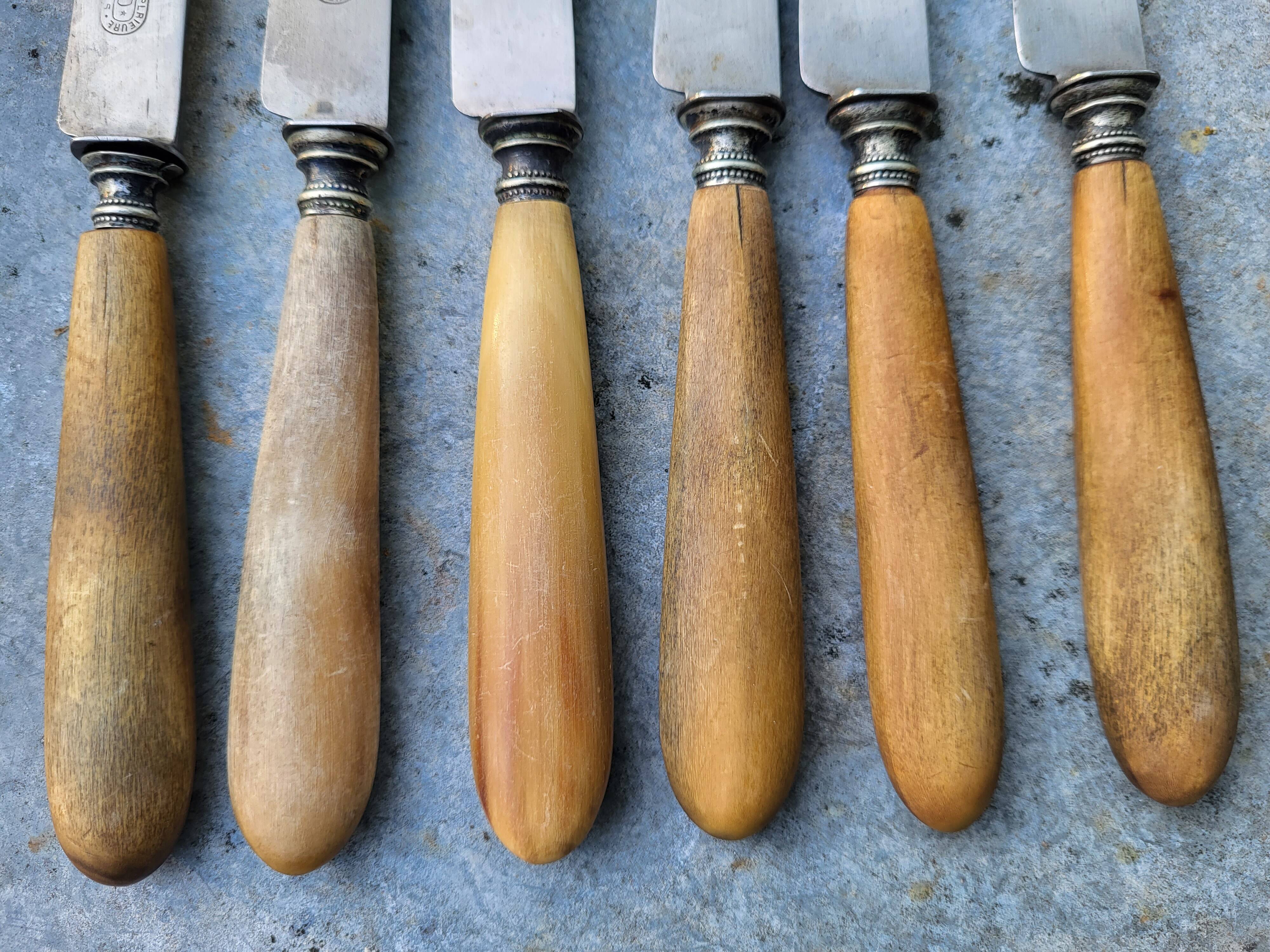 Série de 6 couteaux acier manche corne