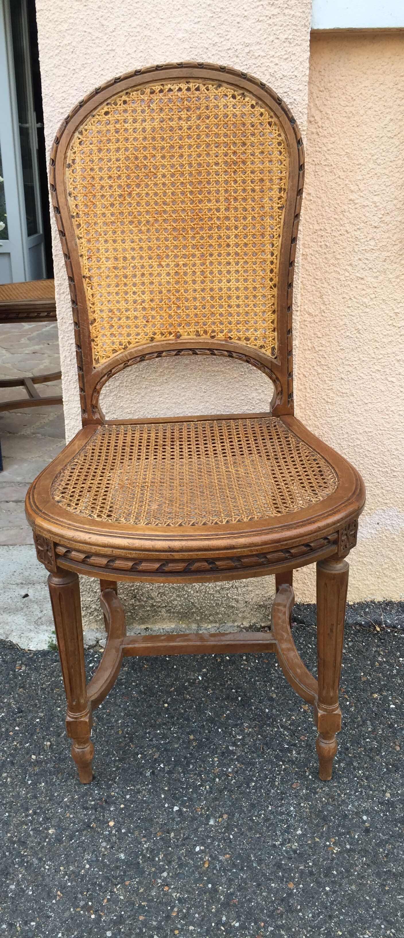 Set of 5 wooden chairs cane