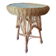 Circular bamboo and faux marble wine or coffee table, 1960s