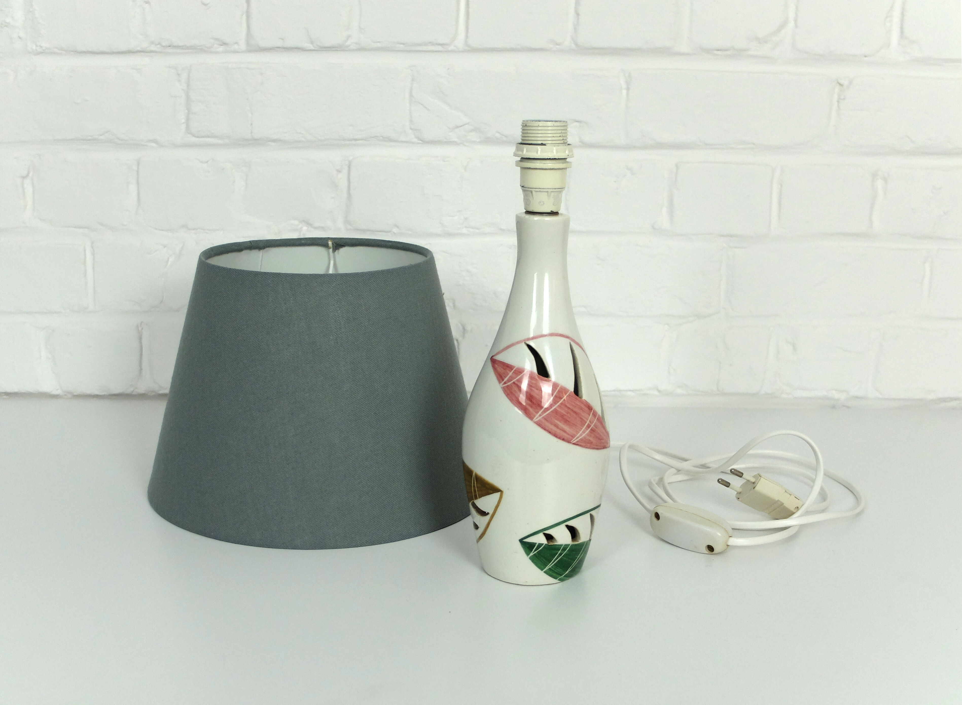 Hand painted ceramic table lamp, Mid-Century, Italy 1950s