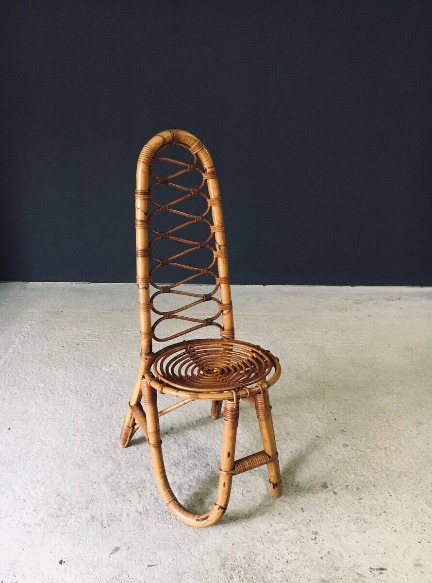 Mid-Century Bamboo High Back Chair from Rohé Noordwolde, Netherlands, 1960s