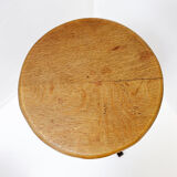 Paire de tabourets de bar brutalistes en chêne et fer forgé, années 1960