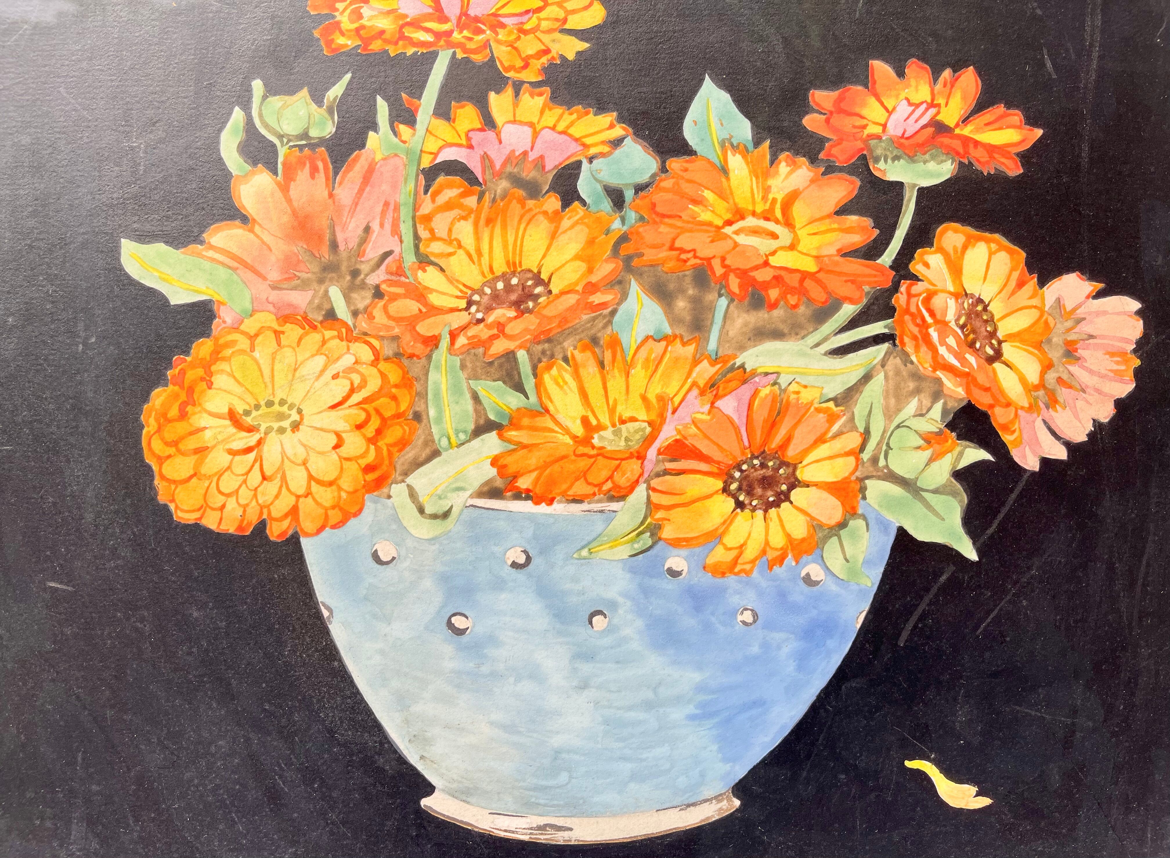 Early 20th Century Still Life Painting Black Frame