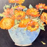 Early 20th Century Still Life Painting Black Frame