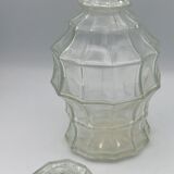 Ancienne carafe à liqueur en verre avance facette et bouchon - 27 cm