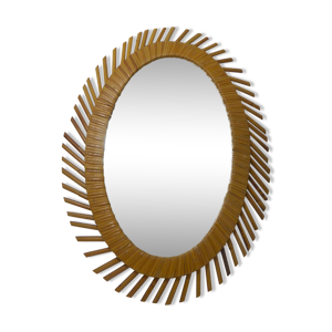 Miroir en rotin ovale