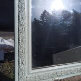 Louis Philippe style mirror with patinated white molding pediment