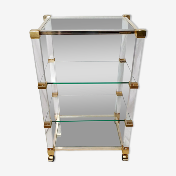 Glass and plexiglass rolling shelf Pierre Vandel