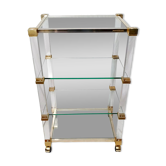 Étagère roulante verre et plexiglas Pierre Vandel
