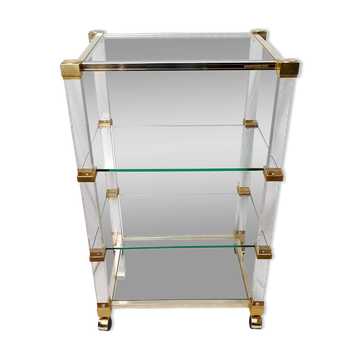 Étagère roulante verre et plexiglas Pierre Vandel