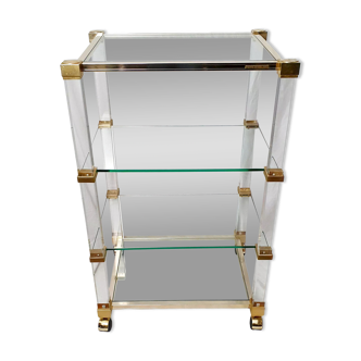 Glass and plexiglass rolling shelf Pierre Vandel