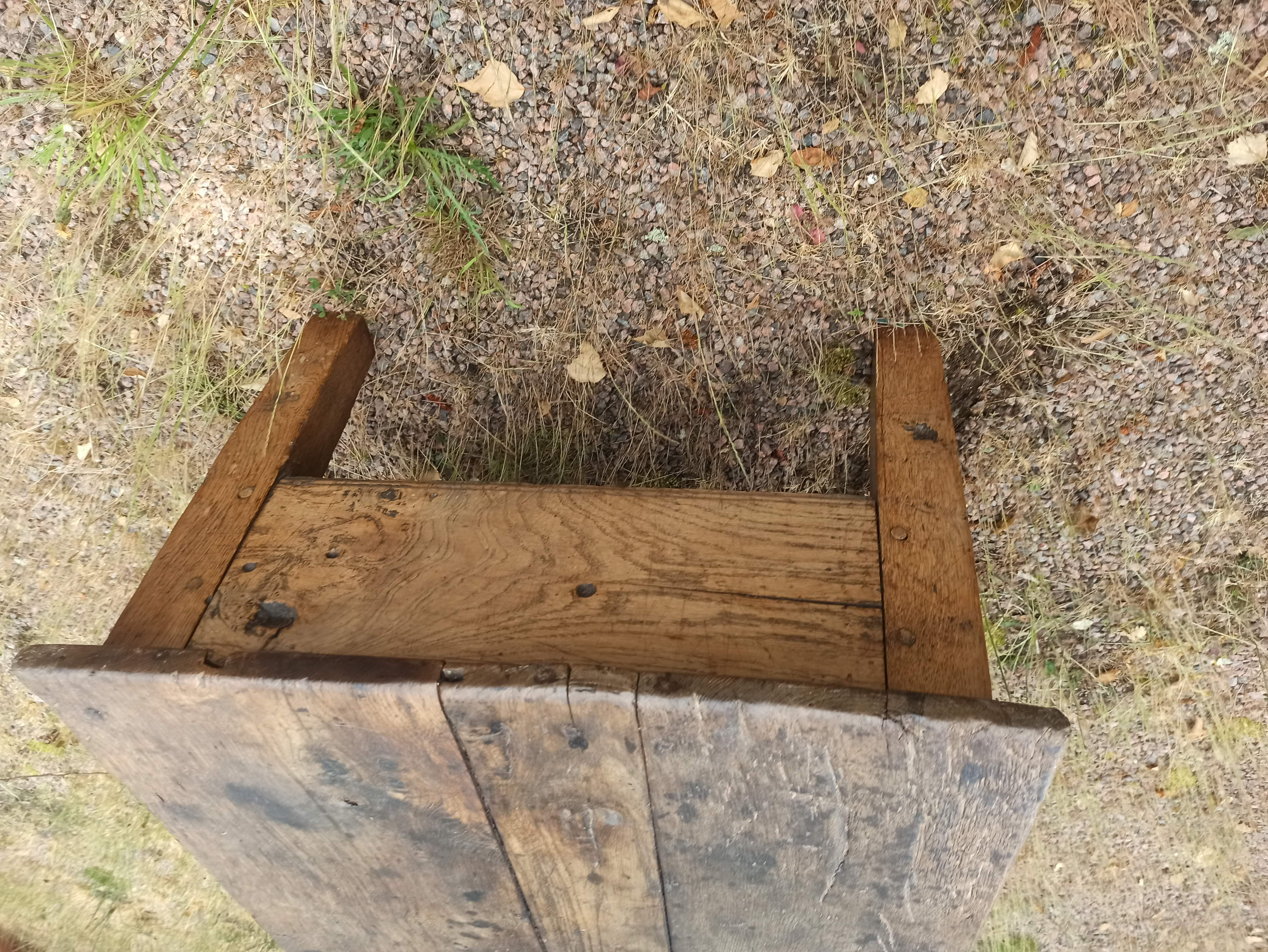 Rustic solid oak coffee table farmhouse initials J C