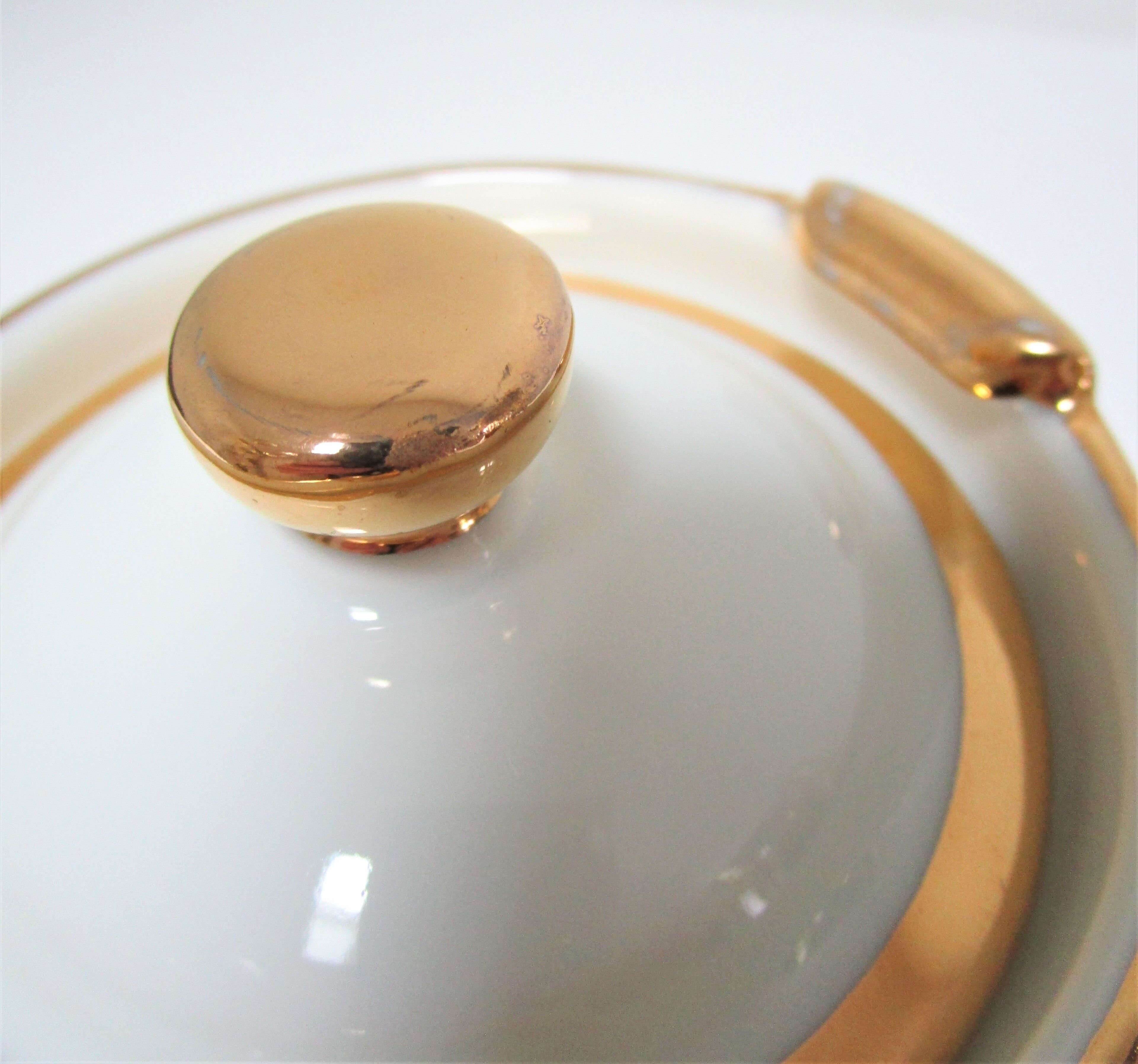 Teapot porcelain white and gold aluminite frugier limoges vintage