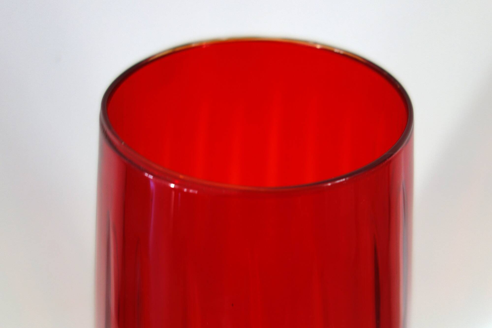 Large vintage red glass vase, 50cm