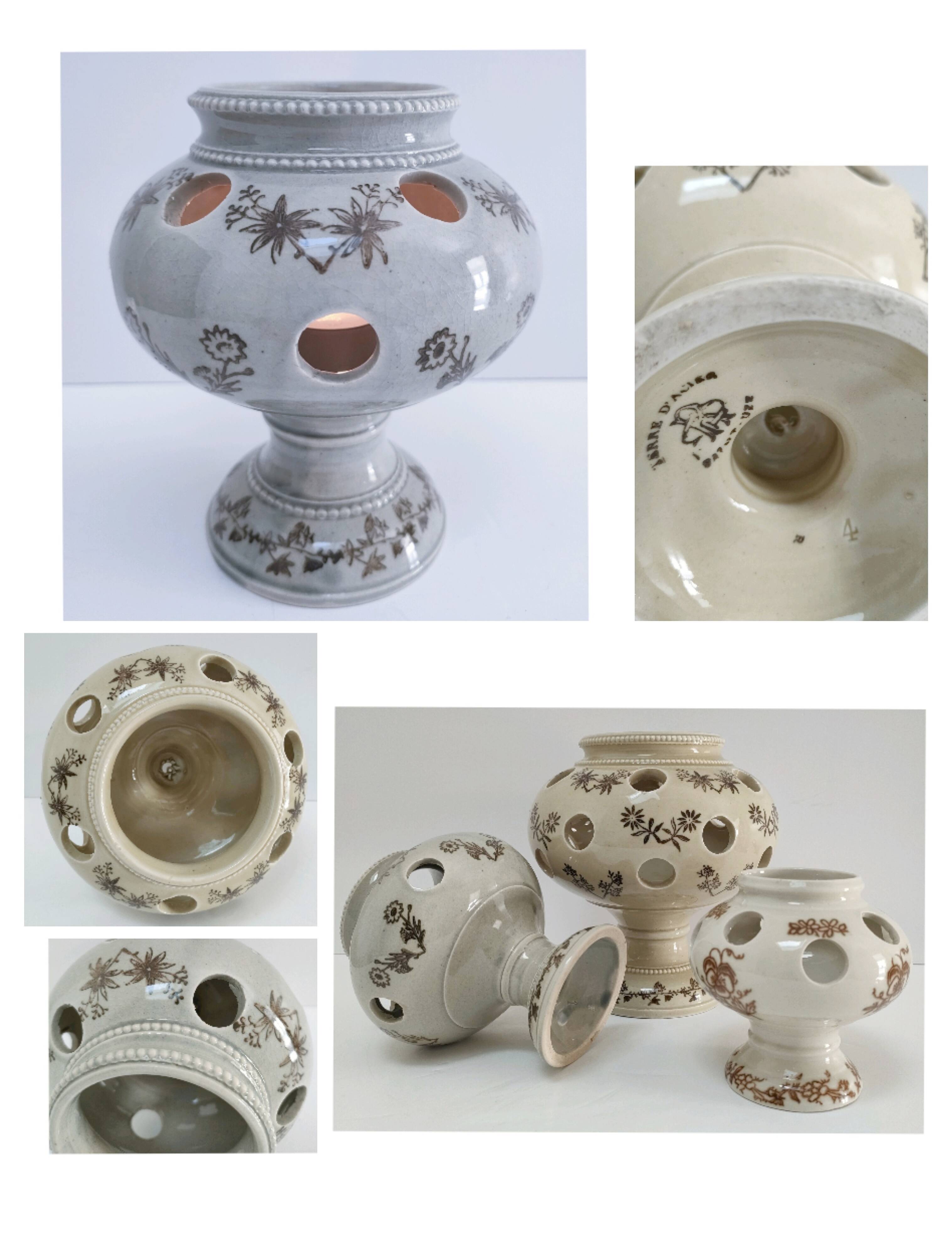 Three Saint-Uze ceramic tealight candle holders, early 20th century