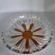 Vintage cut crystal pocket bowl with amber centre – 1960s/70s
