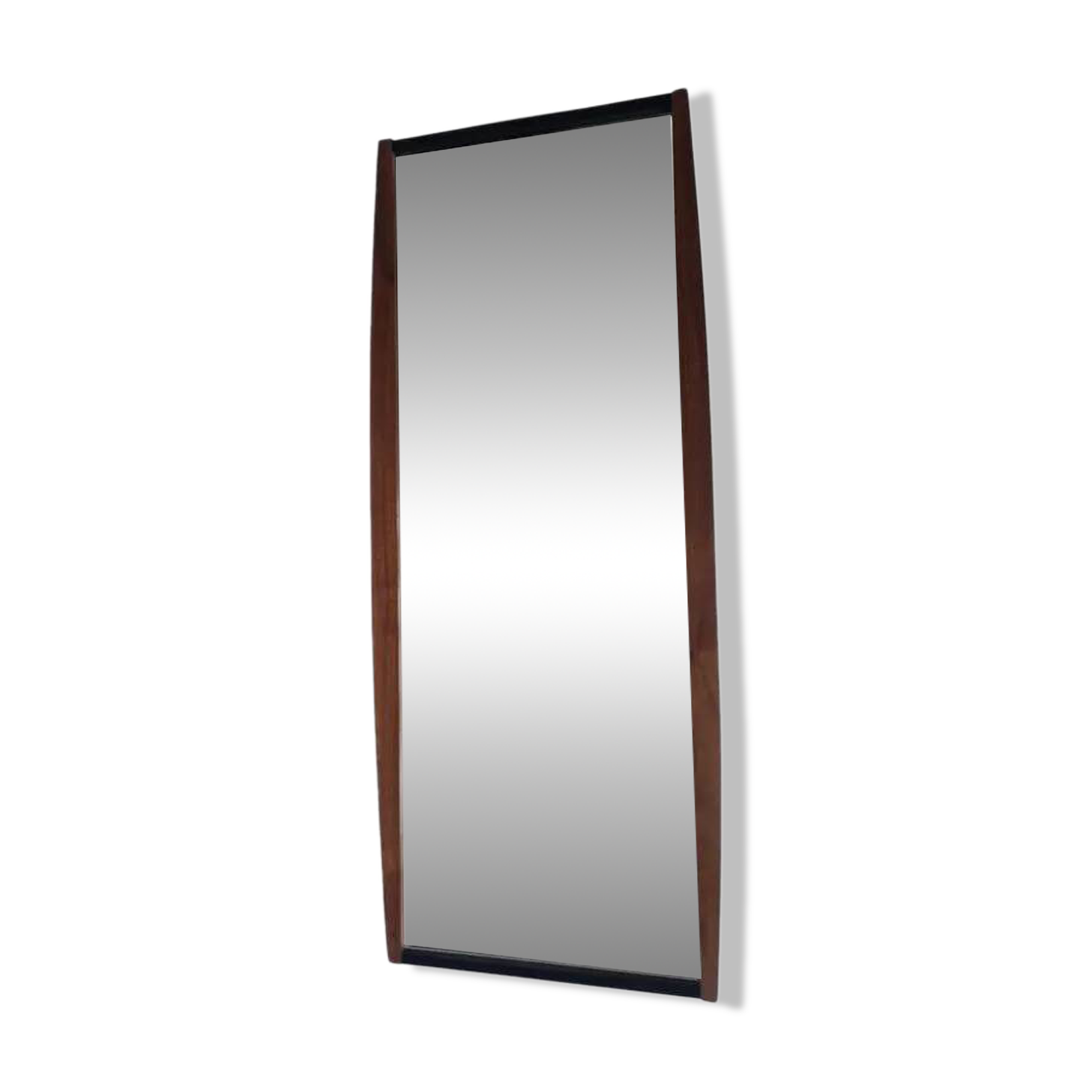Midcentury Long Teak Wall Mirror, Denmark, 1960s