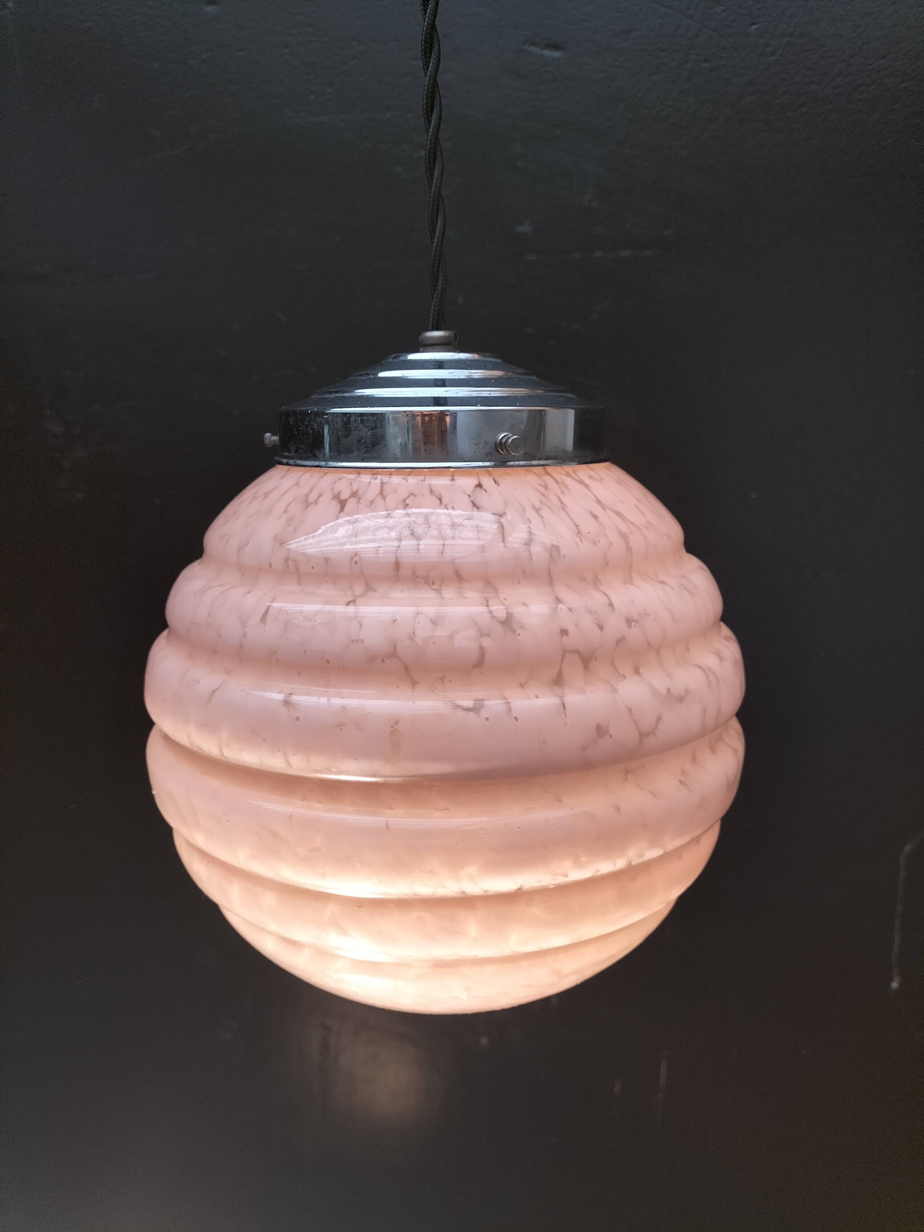 pink opaline pendant light