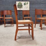 Set of 6 chairs straw wood reconstruction