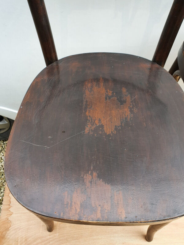 2 mahogany varnished bistro chairs