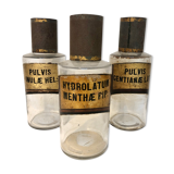 Trio apothecary bottles, early 20th