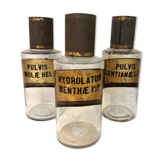 Trio apothecary bottles, early 20th