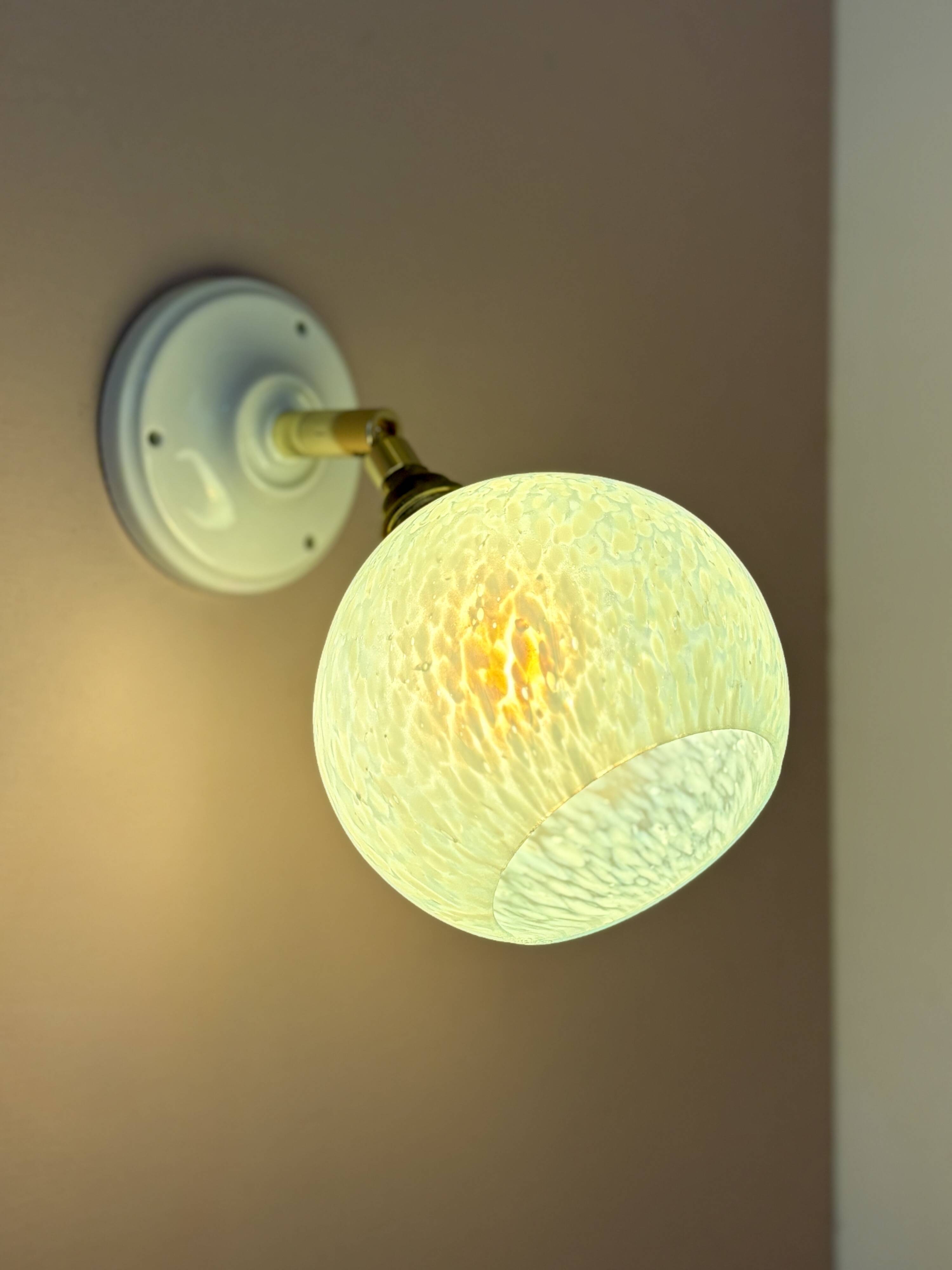 Vintage glass globe wall light in blue from Clichy.