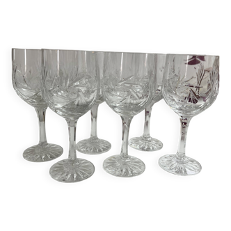 6 Cristal Grand Duc stemmed glasses for wine or water in genuine crystal