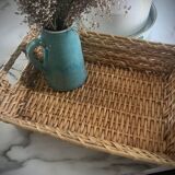 Rectangular woven rattan tray