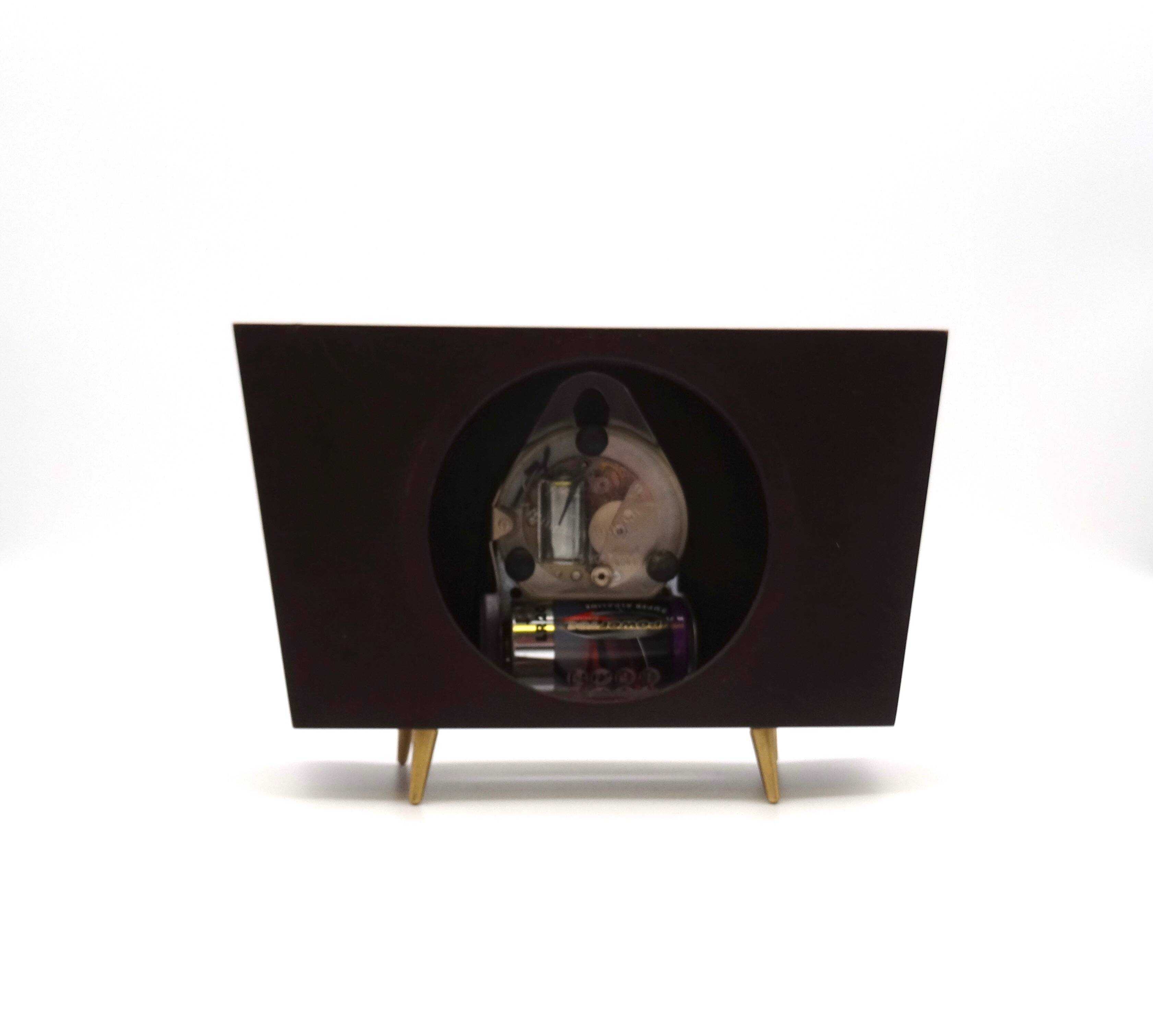 Rare mid century minimalist teak desk clock by zentra