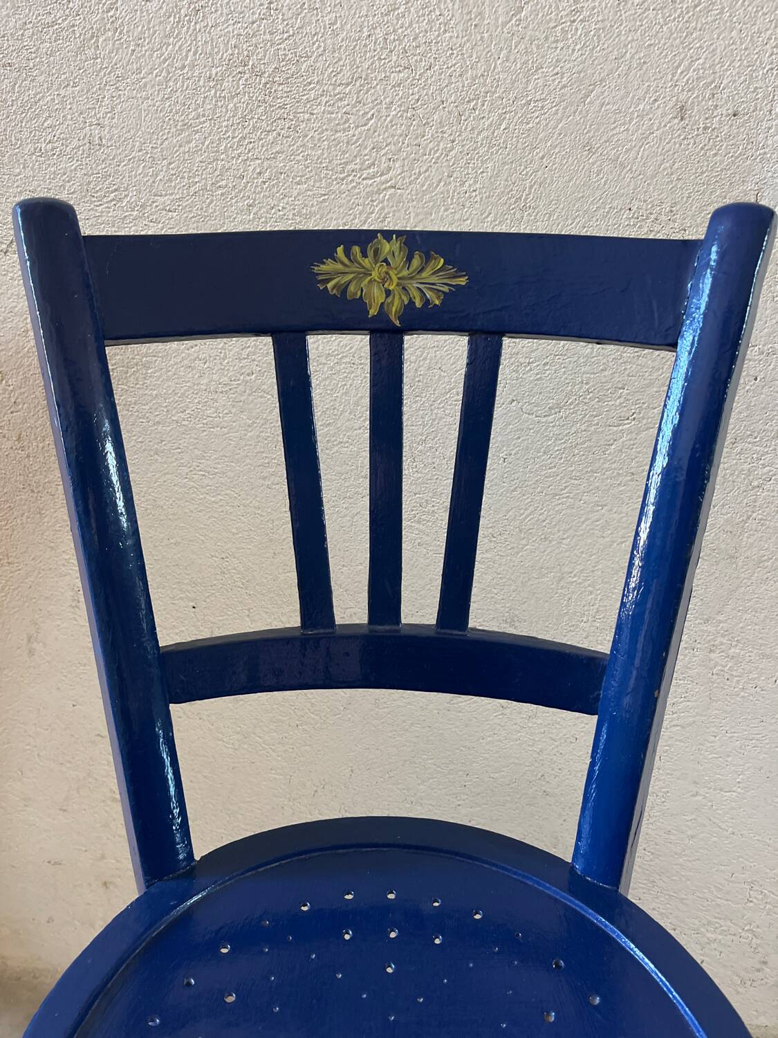 Antique bistro chair painted in midnight blue