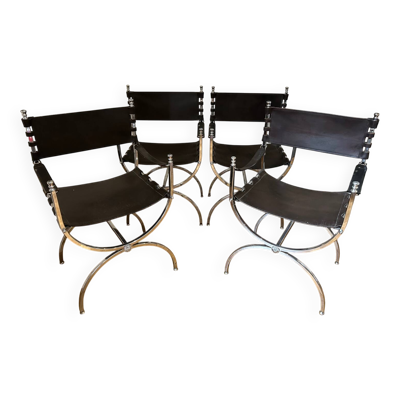 4 Chaises Maison Jansen “Savonarola”