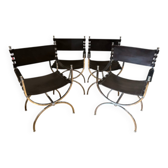 4 Chairs Maison Jansen “Savonarola”