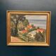 Original Oil Painting on Panel - "Coastal Village" by Bernhard Önstad - Signed - Vintage and Framed