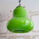 Mid-century portuguese green opaline glass hanging lamp 1960s