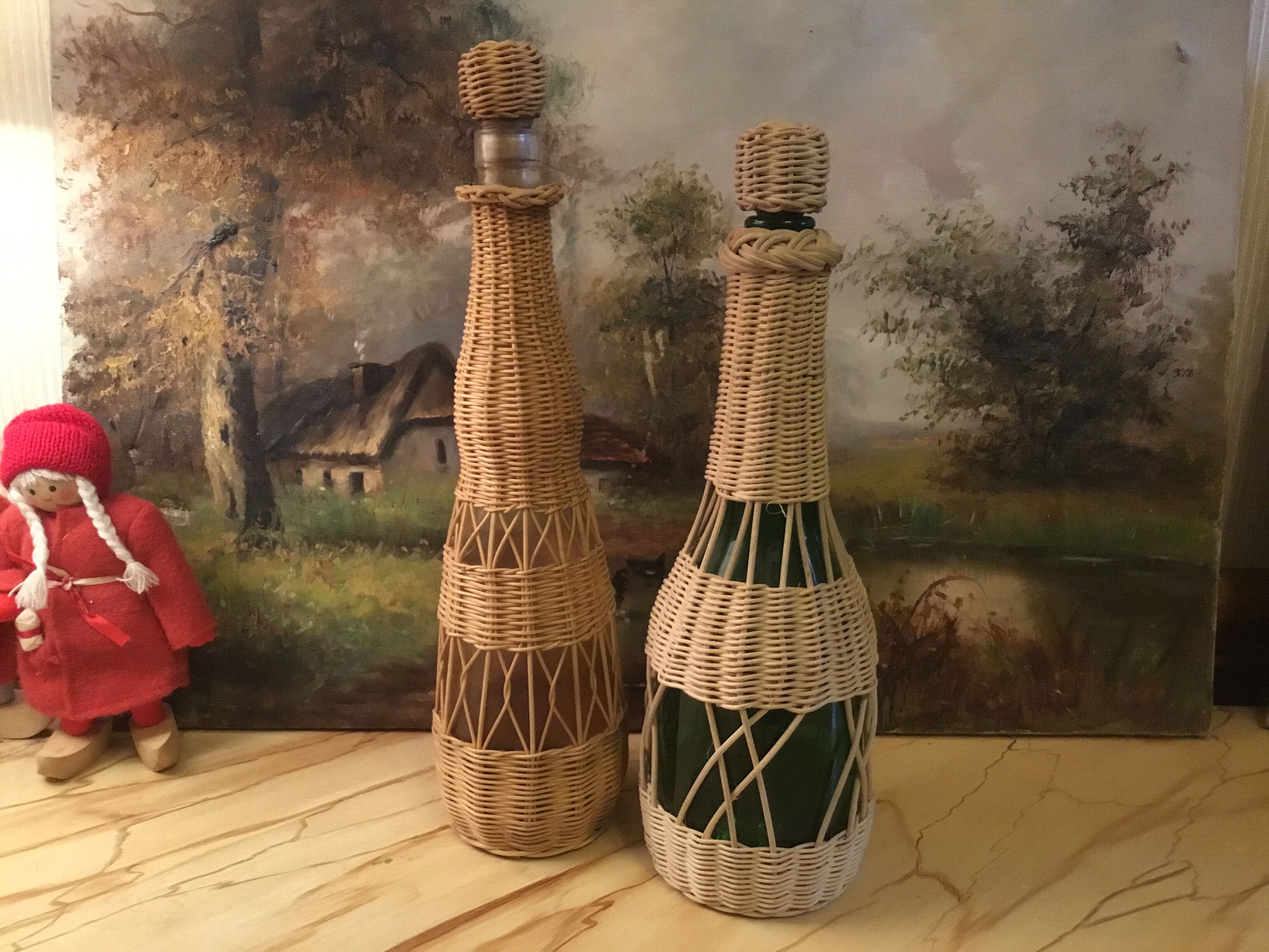 Vintage rattan bottle