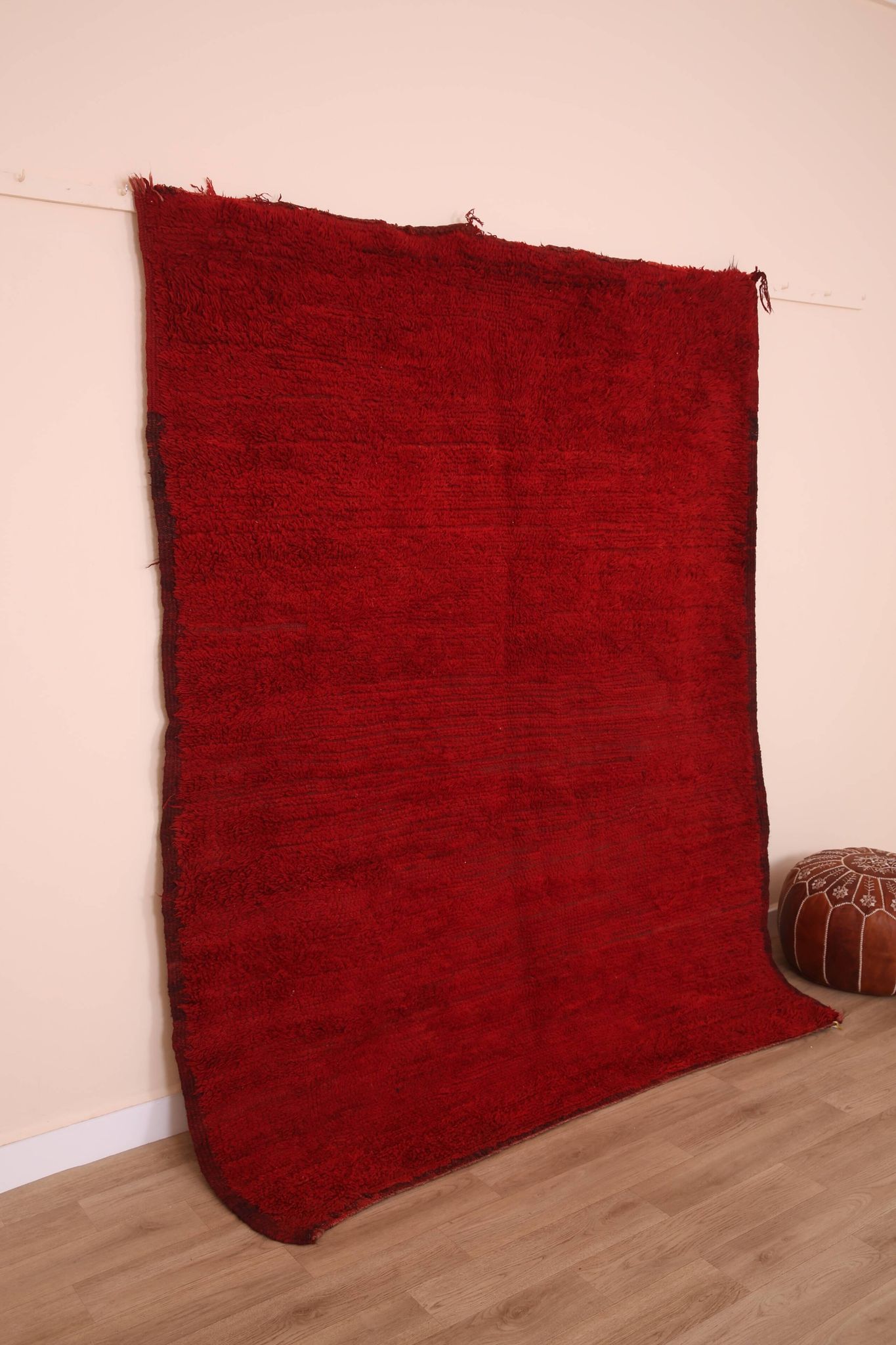 Red Vintage Moroccan Rug 180 x 230 cm, Berber Wool Rug, Handmade Boho Rug
