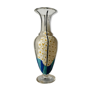 Vase en verre et émail à décor