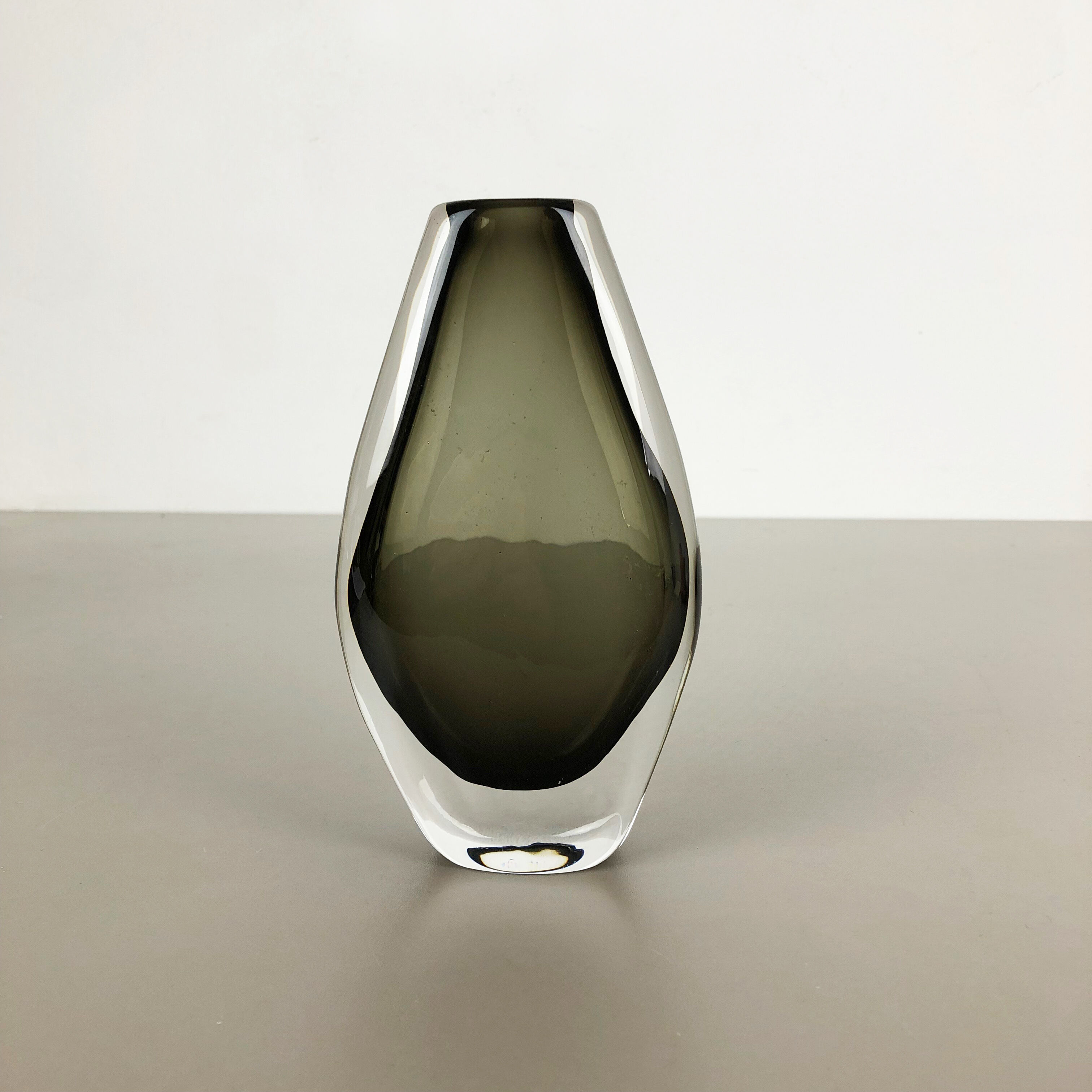 Nils Landberg 'Sommerso' smoked glass vase for Orrefors, Sweden, 1970s