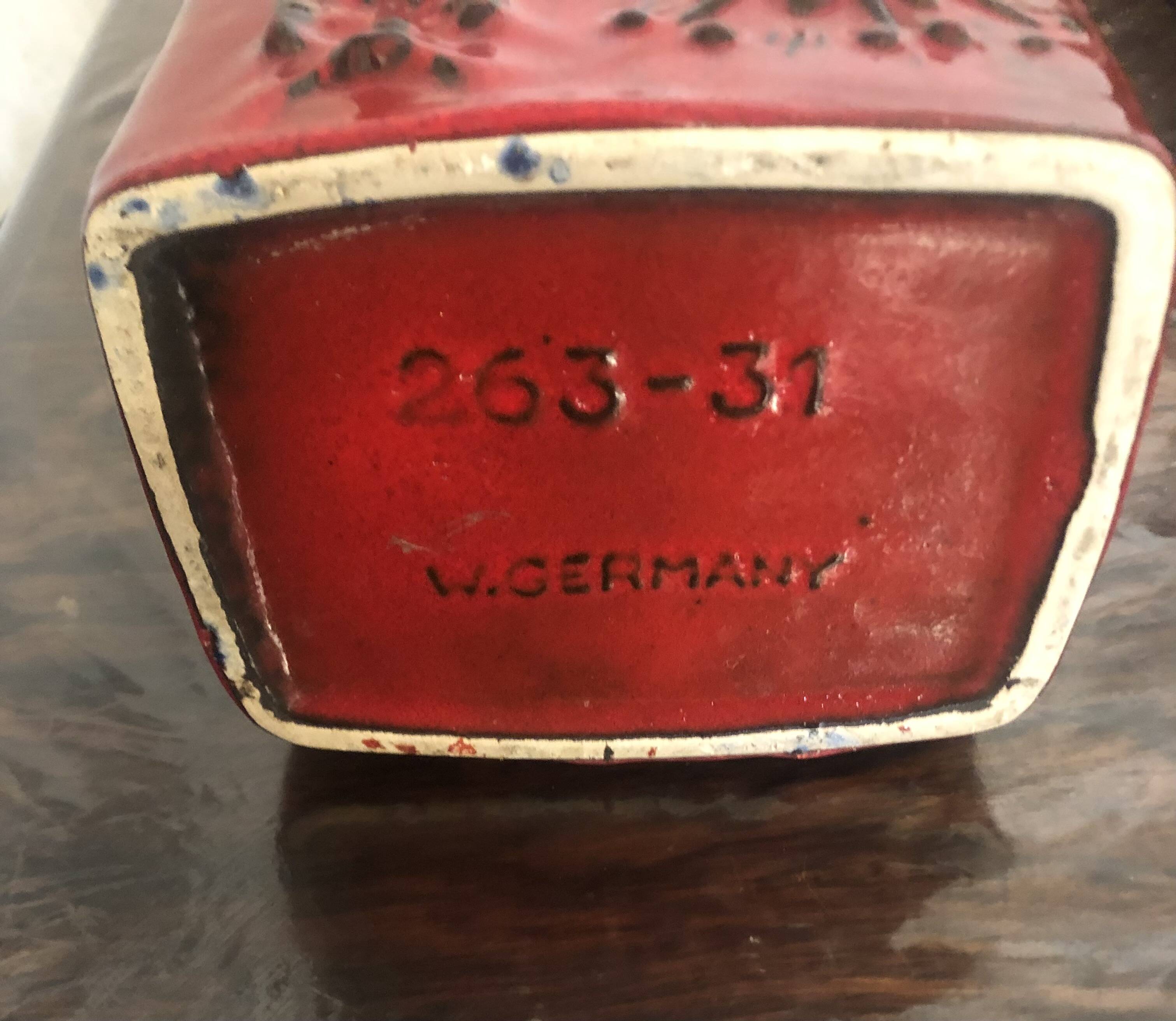 West Germany red ceramic vase 60s vintage