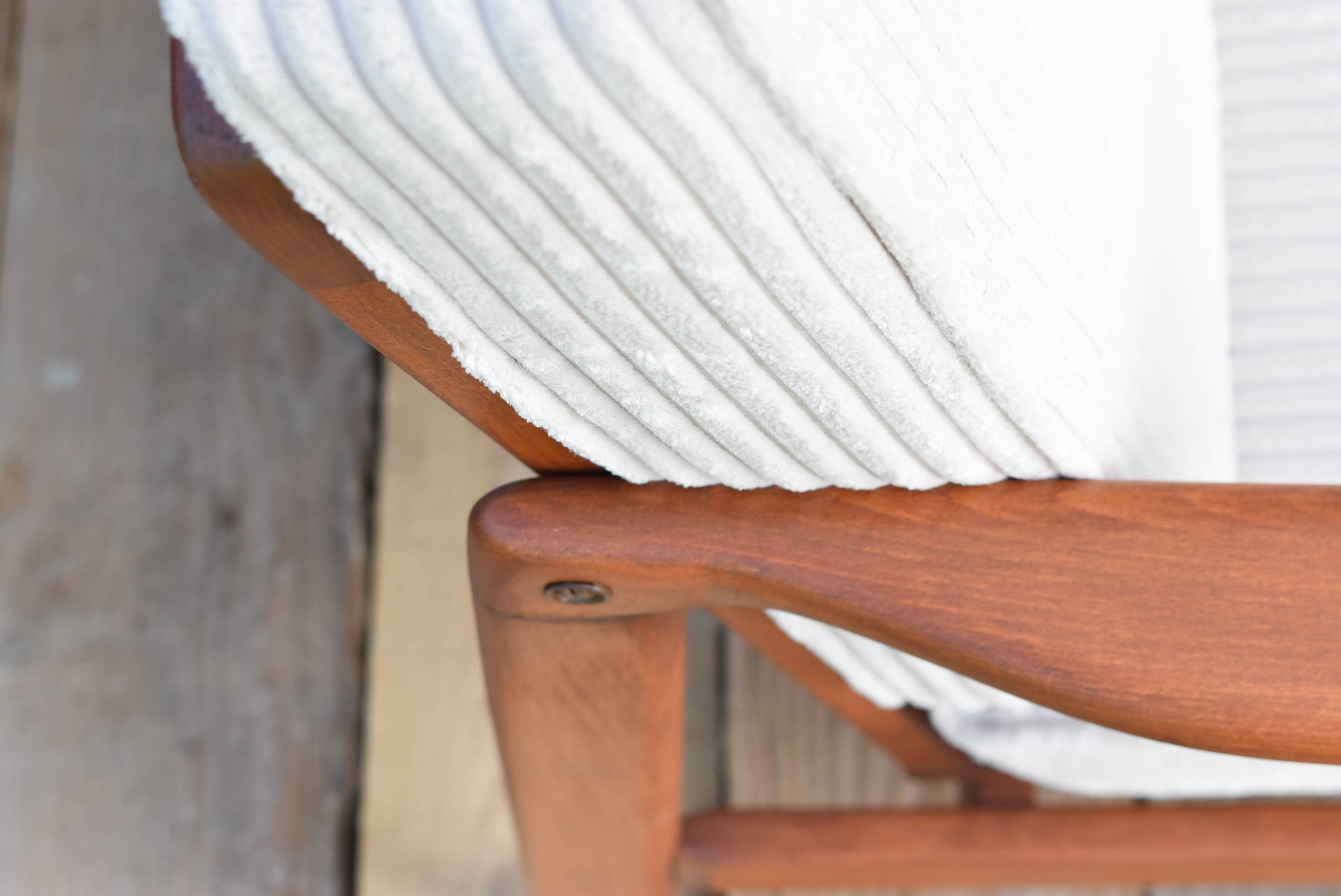 Original Scandinavian armchair, upholstered, beige corduroy, 1960s