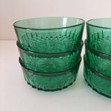Mint-colored pressed glass bowls