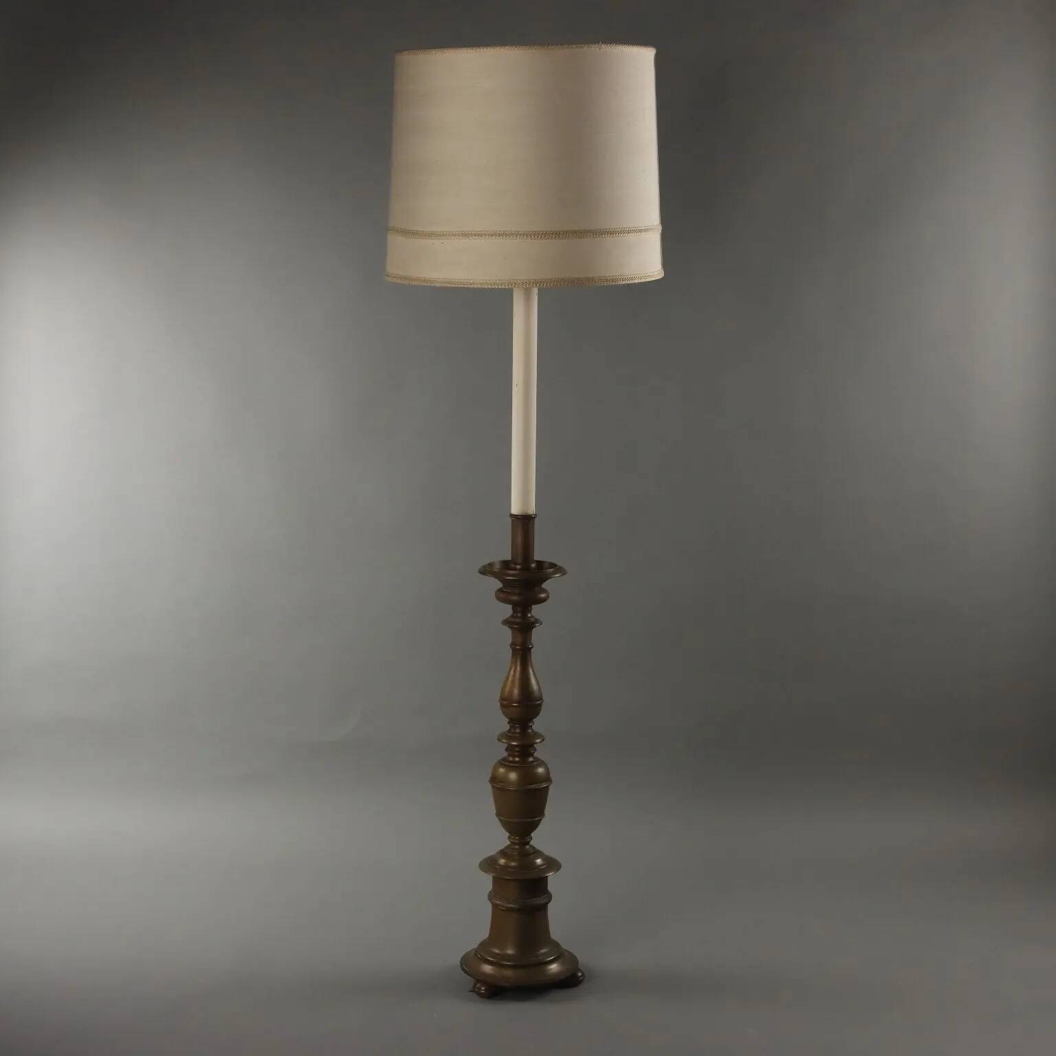 Antique candlestick with lampshade Italy 20th Century