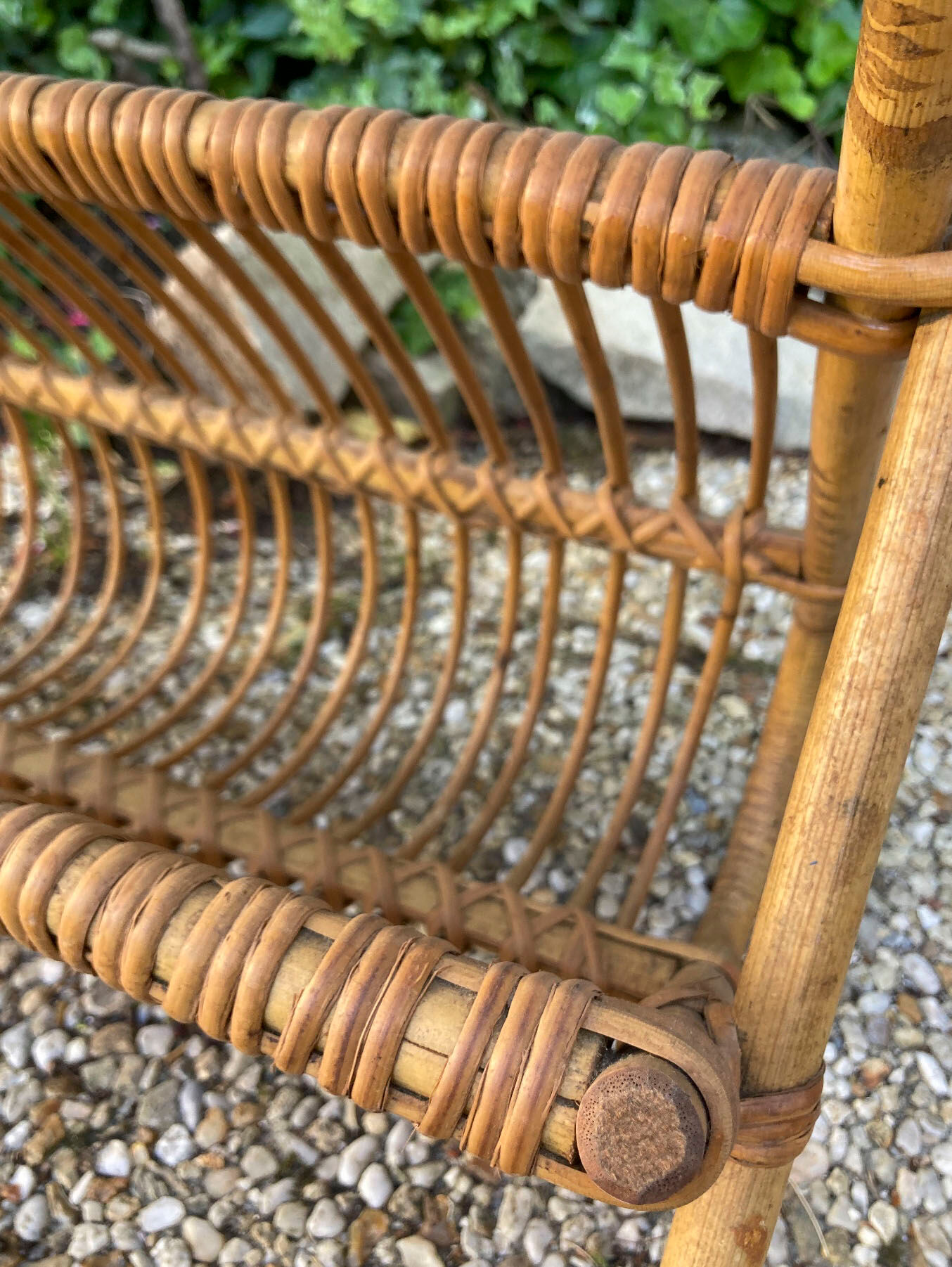 Vintage rattan magazine holder table
